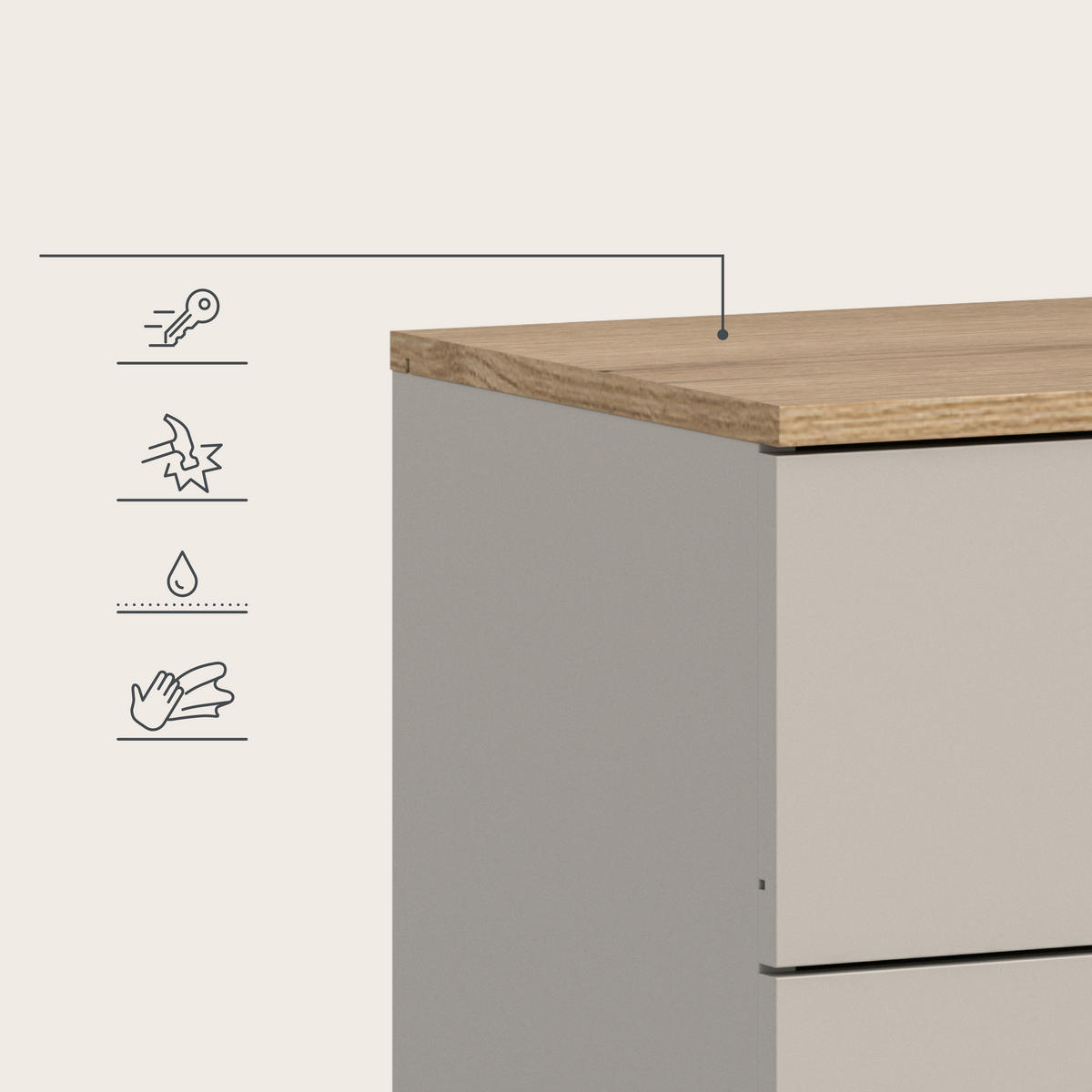 SIDEBOARD  140/86/38 cm 4 låda(or)  - svart/kashmir, Design, trämaterial/plast (140/86/38cm) - MID.YOU