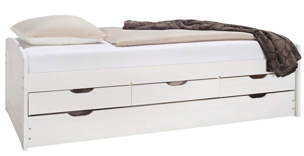 KREVET    205/63/98 cm  bela  - bela, Moderno, drvo (205/63/98cm) - Carryhome