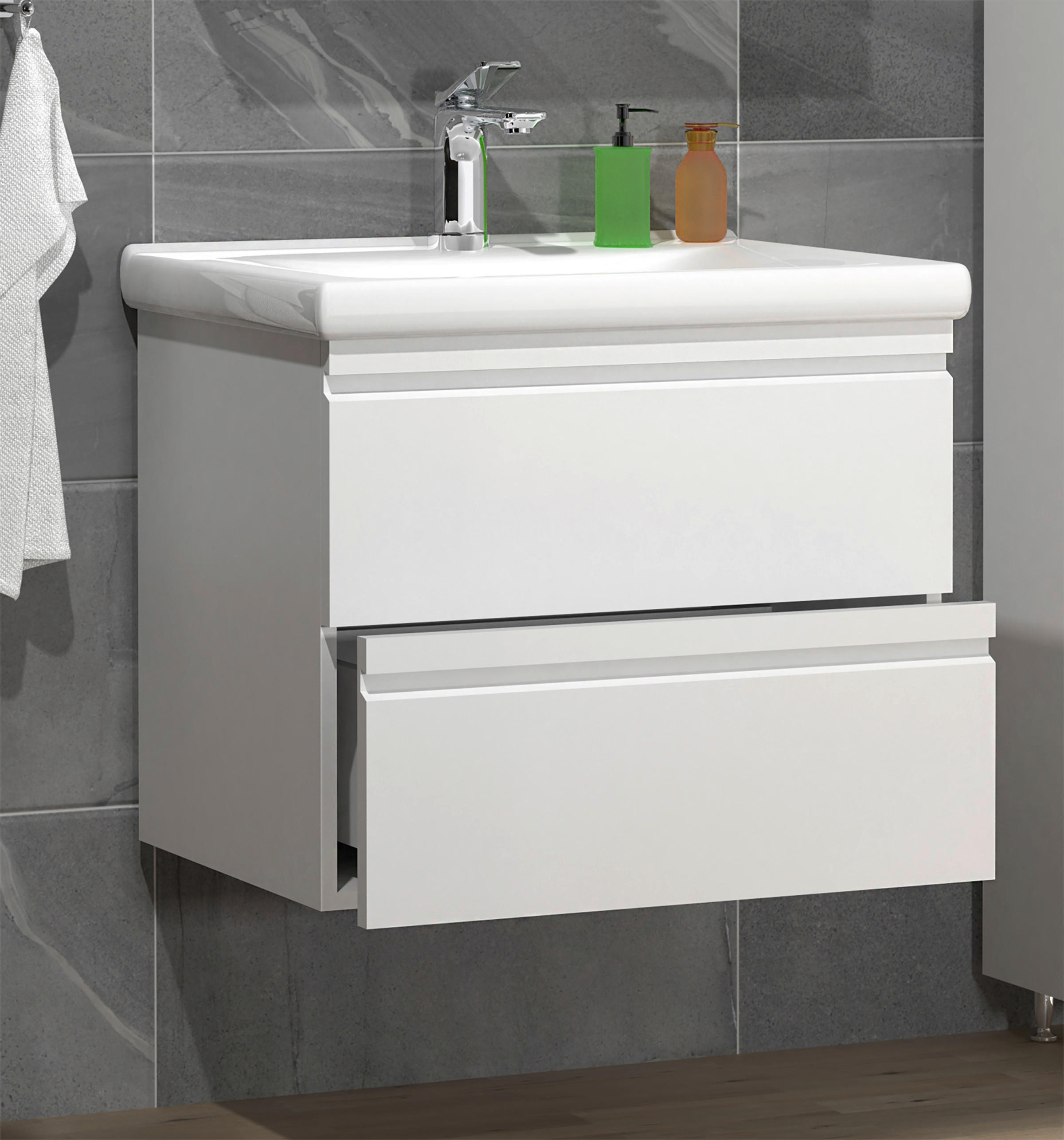 TVÄTTSTÄLL MED KOMMOD 60 cm - vit, Modern, trämaterial/keramik (60cm) - MID.YOU