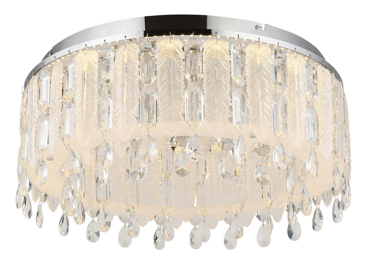 LED-DECKENLEUCHTE 58,5/26,5 cm   - Klar/Chromfarben, LIFESTYLE, Glas/Textil (58,5/26,5cm)