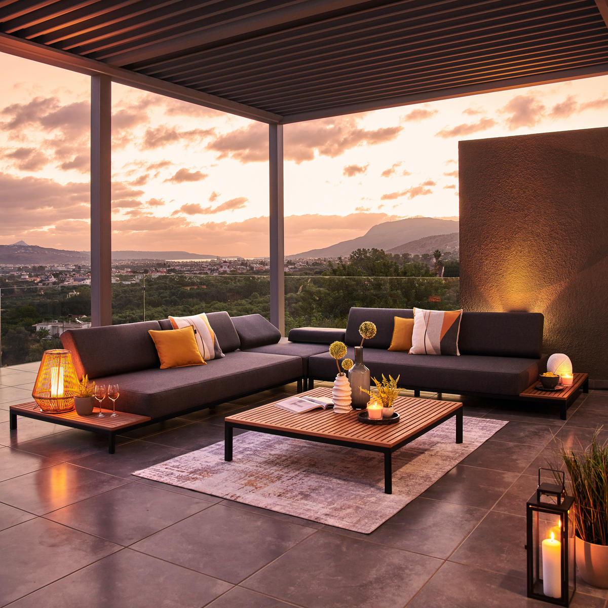 LOUNGEECKTEIL  - Anthrazit/Schwarz, Lifestyle, Textil/Metall (110/46/110cm) - Amatio