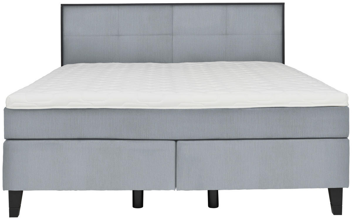 BOXSPRINGBETT 160/200 cm  in Pastellblau  - Pastellblau/Schwarz, Design, Holz/Textil (160/200cm) - Hom`in