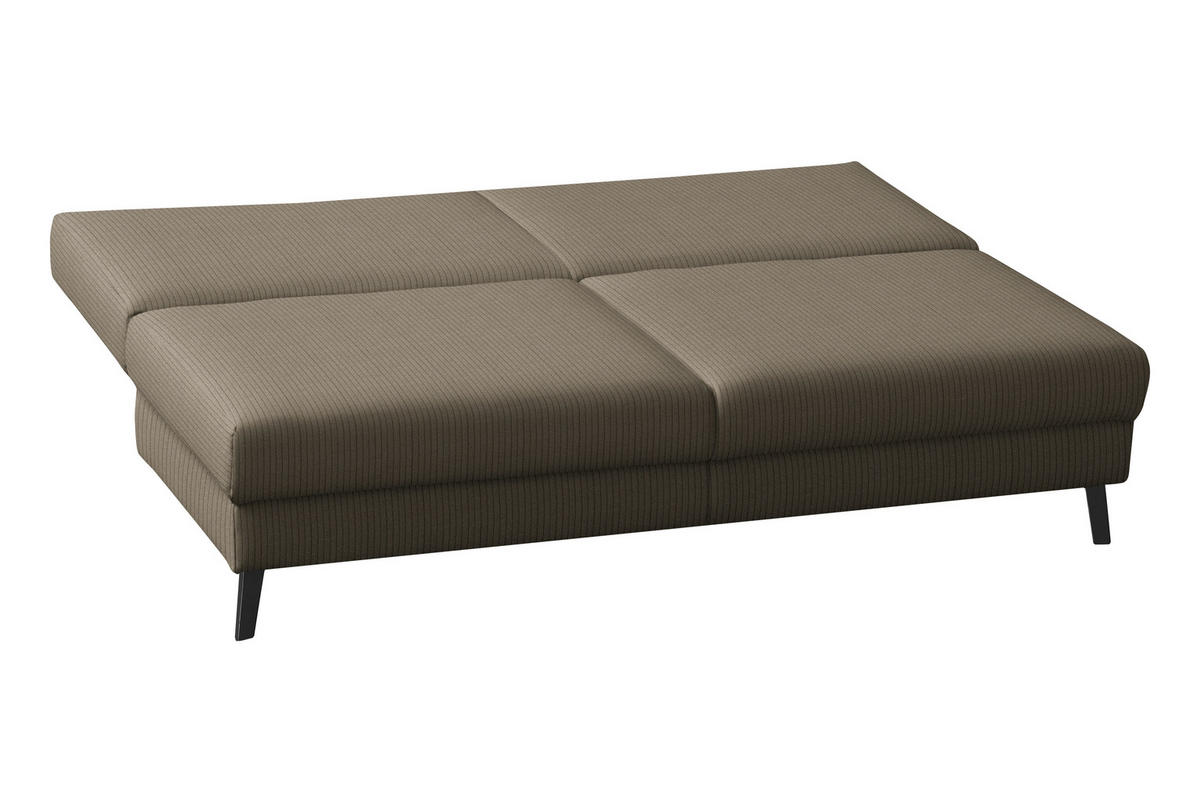 SCHLAFSOFA Cord Graubraun  - Graubraun/Schwarz, Modern, Textil/Metall (194/91/90cm) - Novel