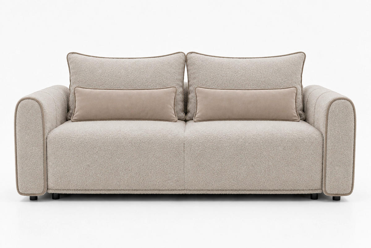 SCHLAFSOFA KIARA Bouclé Taupe  inkl.  - Taupe/Schwarz, Design, Kunststoff/Textil (235/100/100cm) - MID.YOU