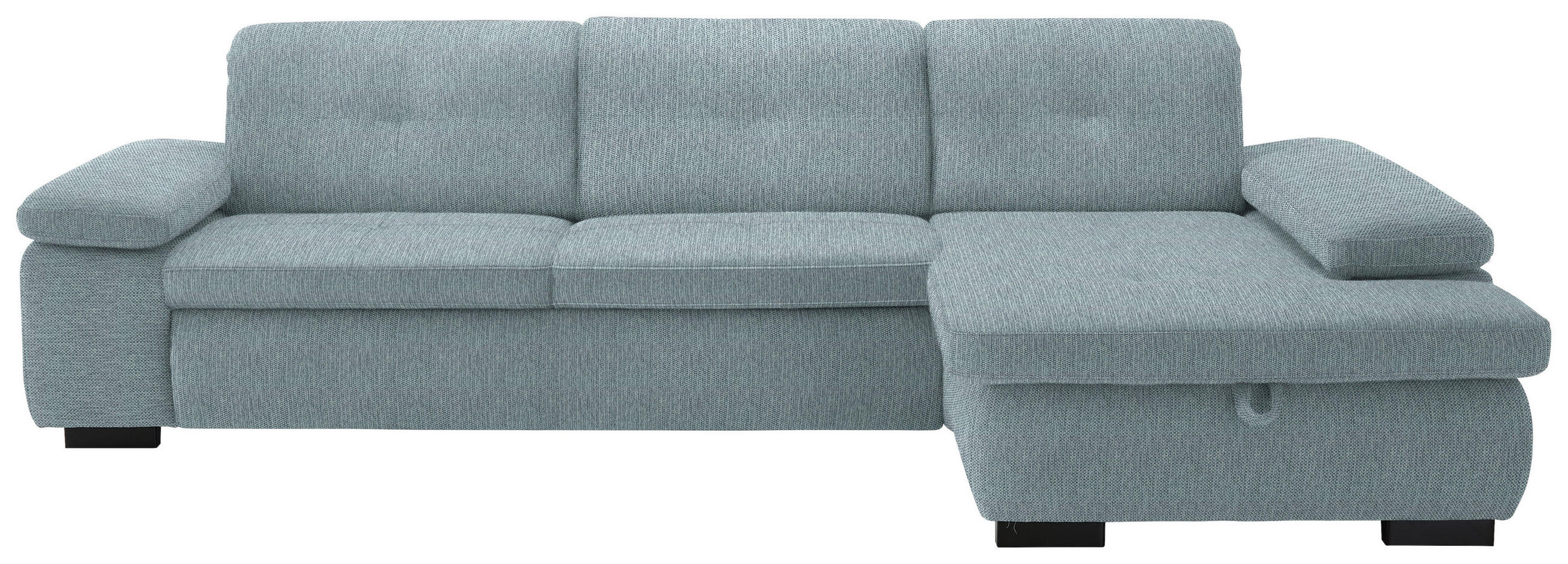 ECKSOFA in Flachgewebe Türkis  - Türkis/Schwarz, Design, Textil/Metall (297/174cm) - Beldomo Style