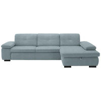 ECKSOFA in Flachgewebe Türkis  - Türkis/Schwarz, Design, Textil/Metall (297/174cm) - Beldomo Style