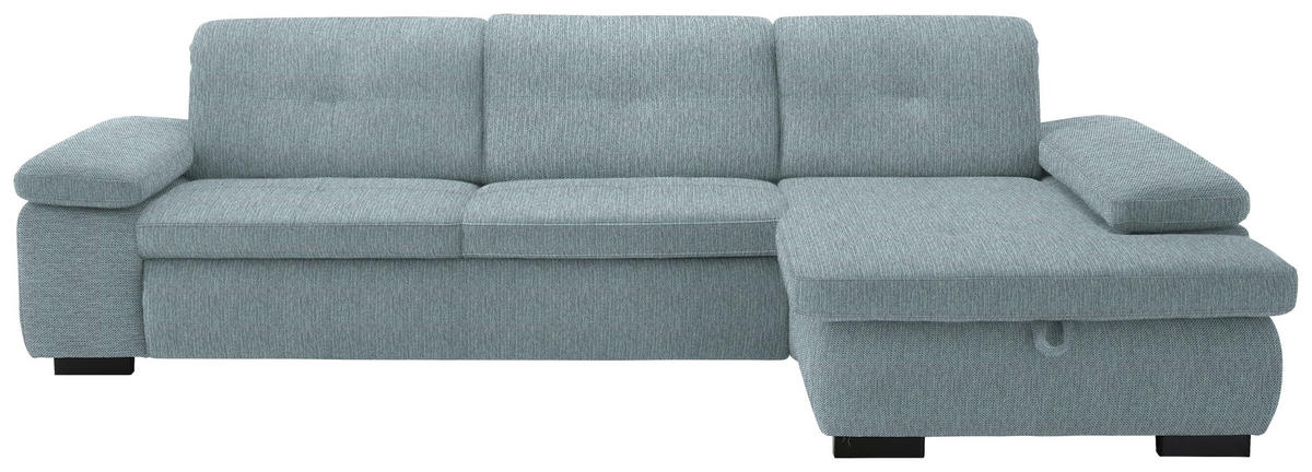 ECKSOFA in Flachgewebe Türkis  - Türkis/Schwarz, Design, Textil/Metall (297/174cm) - Beldomo Style