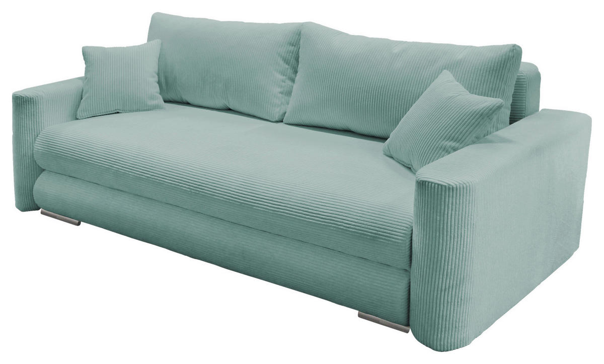SCHLAFSOFA in Cord Hellblau  - Silberfarben/Hellblau, Design, Kunststoff/Textil (232/88/105cm) - MID.YOU