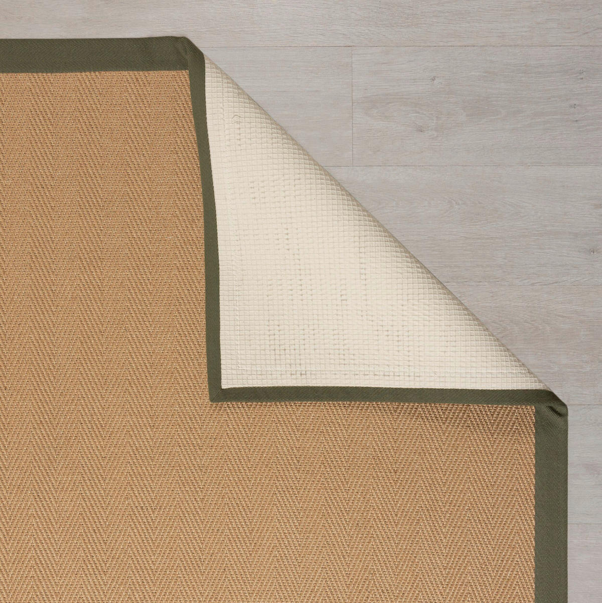 FLACHWEBETEPPICH 160/230 cm Herringbone Border Grün  - Grün, KONVENTIONELL, Naturmaterialien/Textil (160/230cm) - Xora
