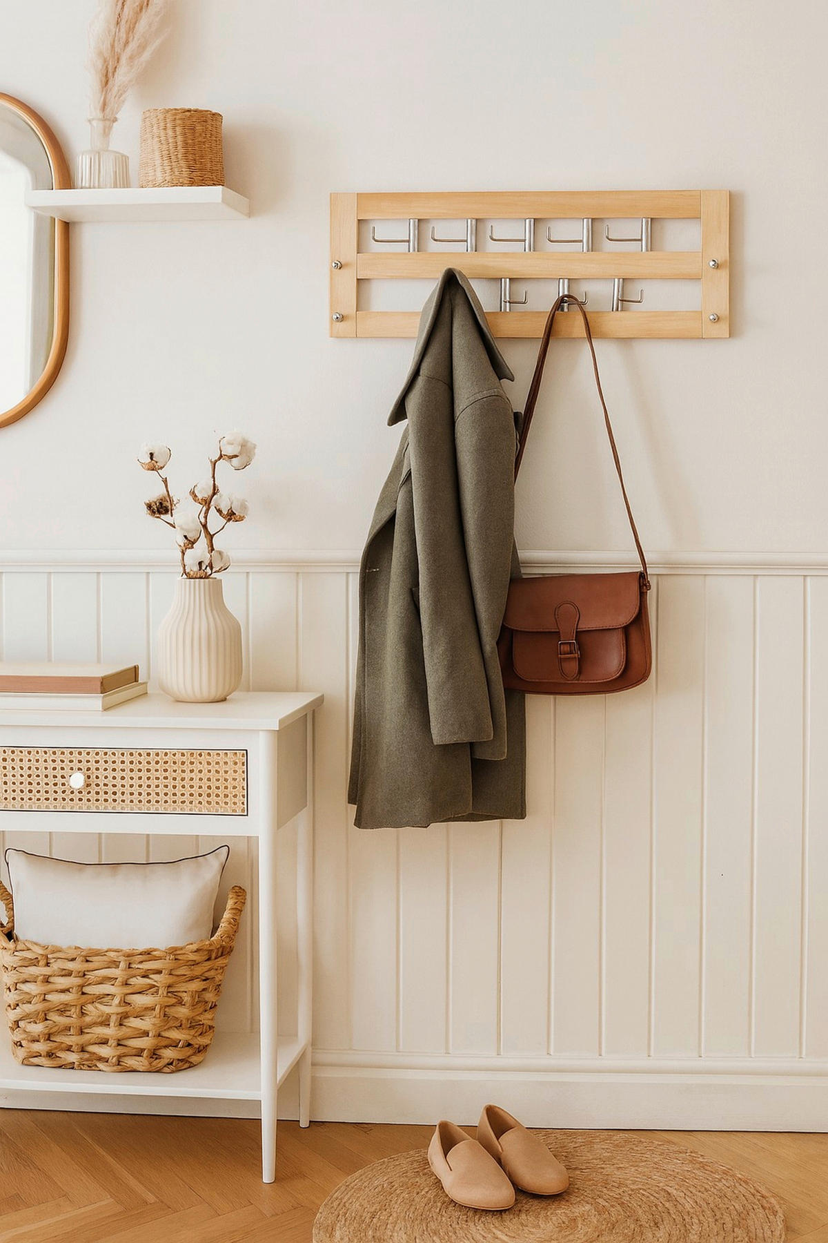 WANDGARDEROBE  in Kautschukholz massiv Naturfarben  - Naturfarben, Design, Holz/Metall (60/25/7cm) - MID.YOU