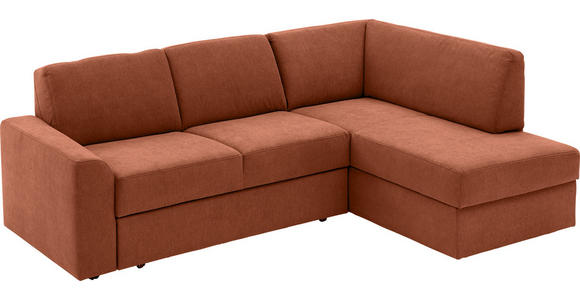 ECKSOFA in Webstoff Rostfarben  - Rostfarben/Schwarz, KONVENTIONELL, Kunststoff/Textil (227/167cm) - Venda