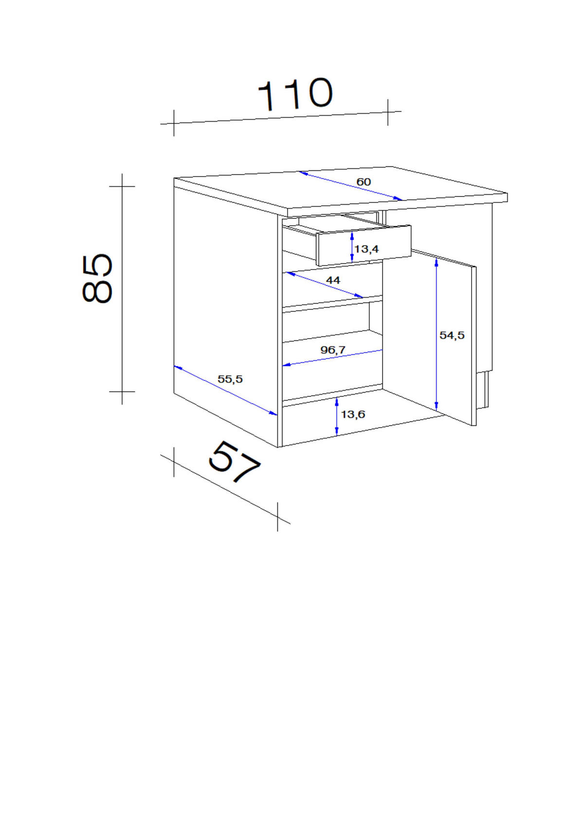 cm Eiche jetzt nur in San ECKUNTERSCHRANK Dunkelgrau, Remo ➤ FlexWell online 110/85/60