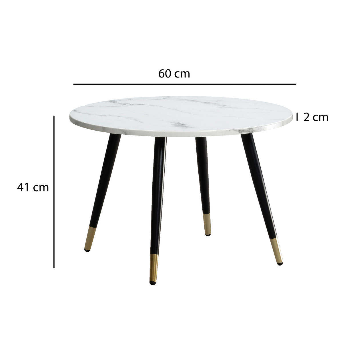 COUCHTISCH in Holzwerkstoff 60/60/41 cm  - Weiss/Goldfarben, Design, Holzwerkstoff/Metall (60/60/41cm) - MID.YOU