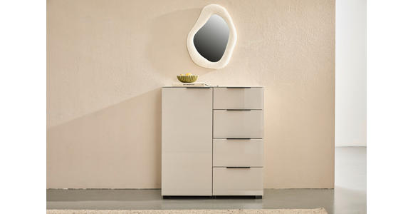 KOMMODE , 90/99,7/42 cm, 4 Schublade(n)  - Kaschmir/Schwarz, Design, Glas/Holzwerkstoff (90/99,7/42cm) - Novel