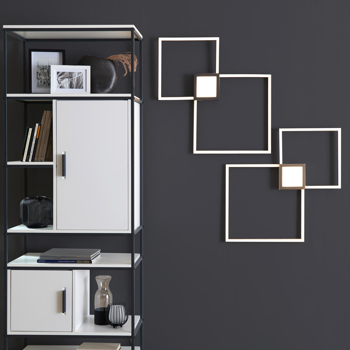 STROPNÉ LED SVIETIDLO, 65/65/5 cm - antracitová, Design, kov/plast (65/65/5cm) - Novel