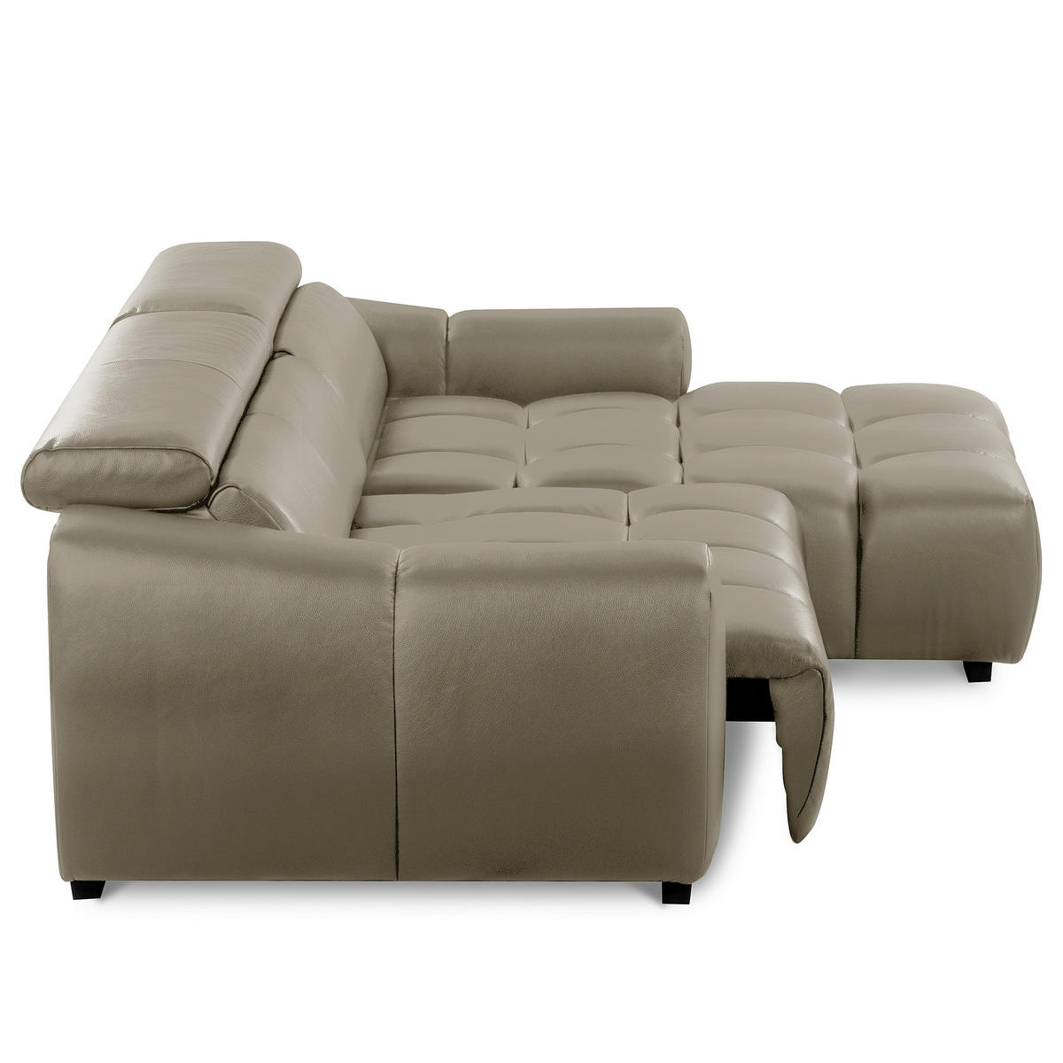 ECKSOFA  Echtleder Taupe  - Taupe/Schwarz, Design, Leder/Kunststoff (274/177cm) - Livetastic