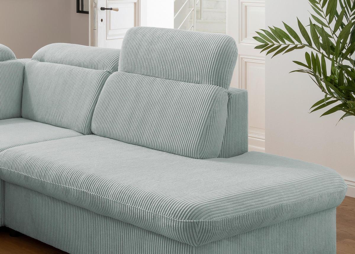 ECKSOFA  in Cord Hellblau  - Chromfarben/Hellblau, Design, Textil/Metall (283/228cm) - Livetastic