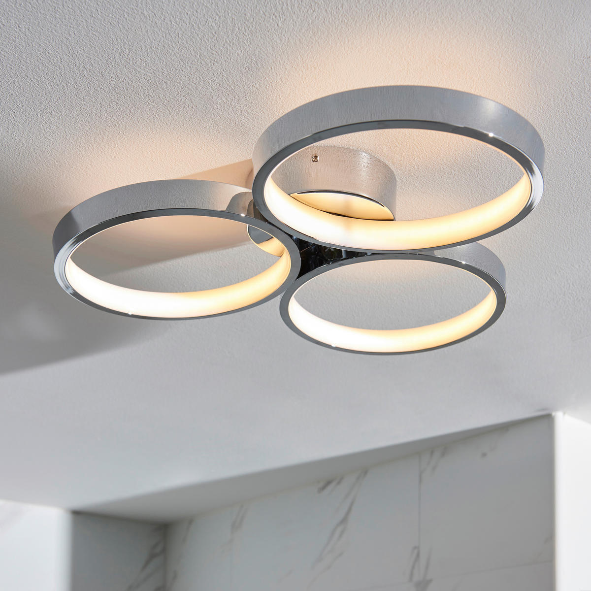 BADEZIMMER-DECKENLEUCHTE  50/6.5 cm    - Chromfarben/Nickelfarben, Design, Metall (50/6.5cm) - ENDON