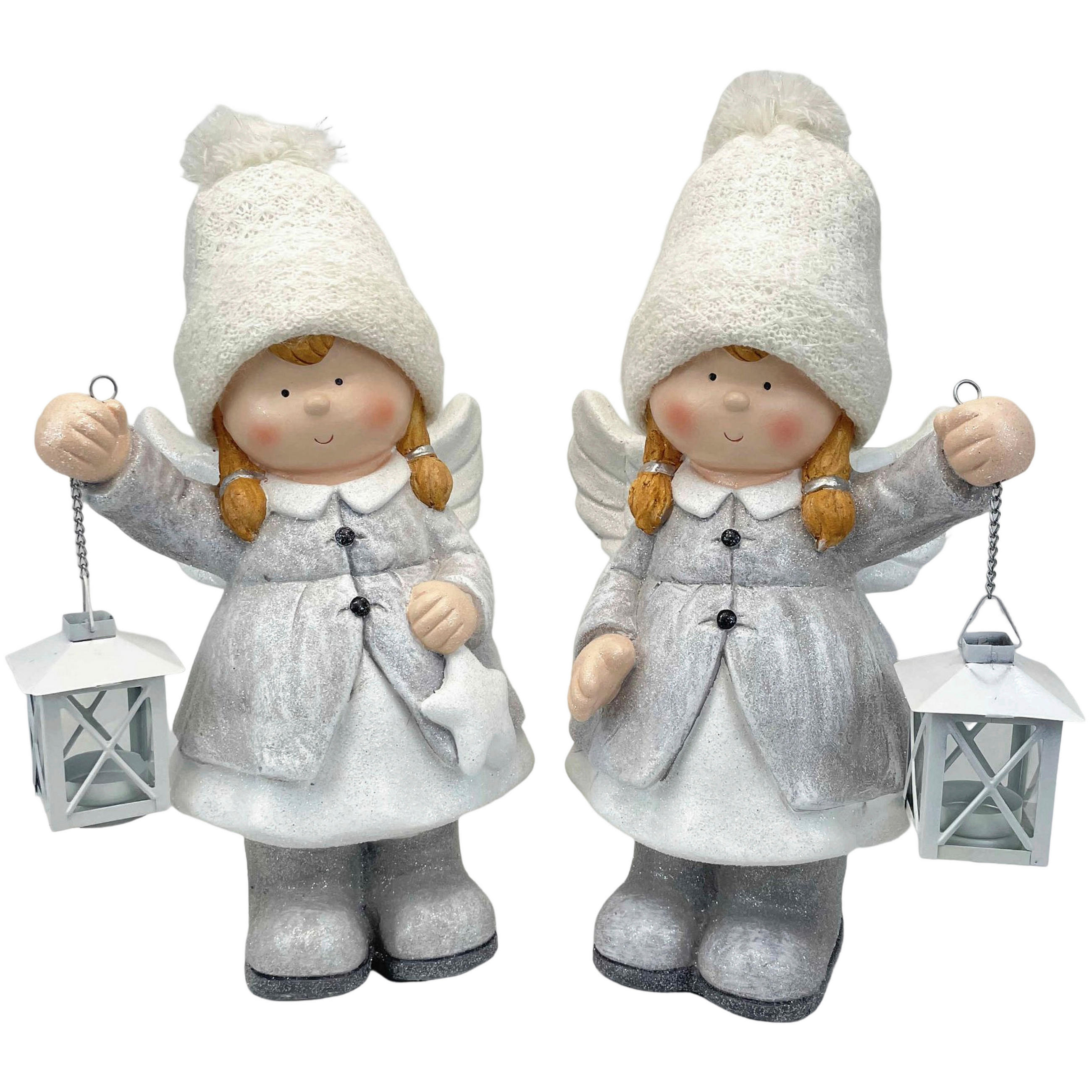 STATUETĂ COPIL - alb/gri, Trend, metal/textil (22,5cm) - X-Mas