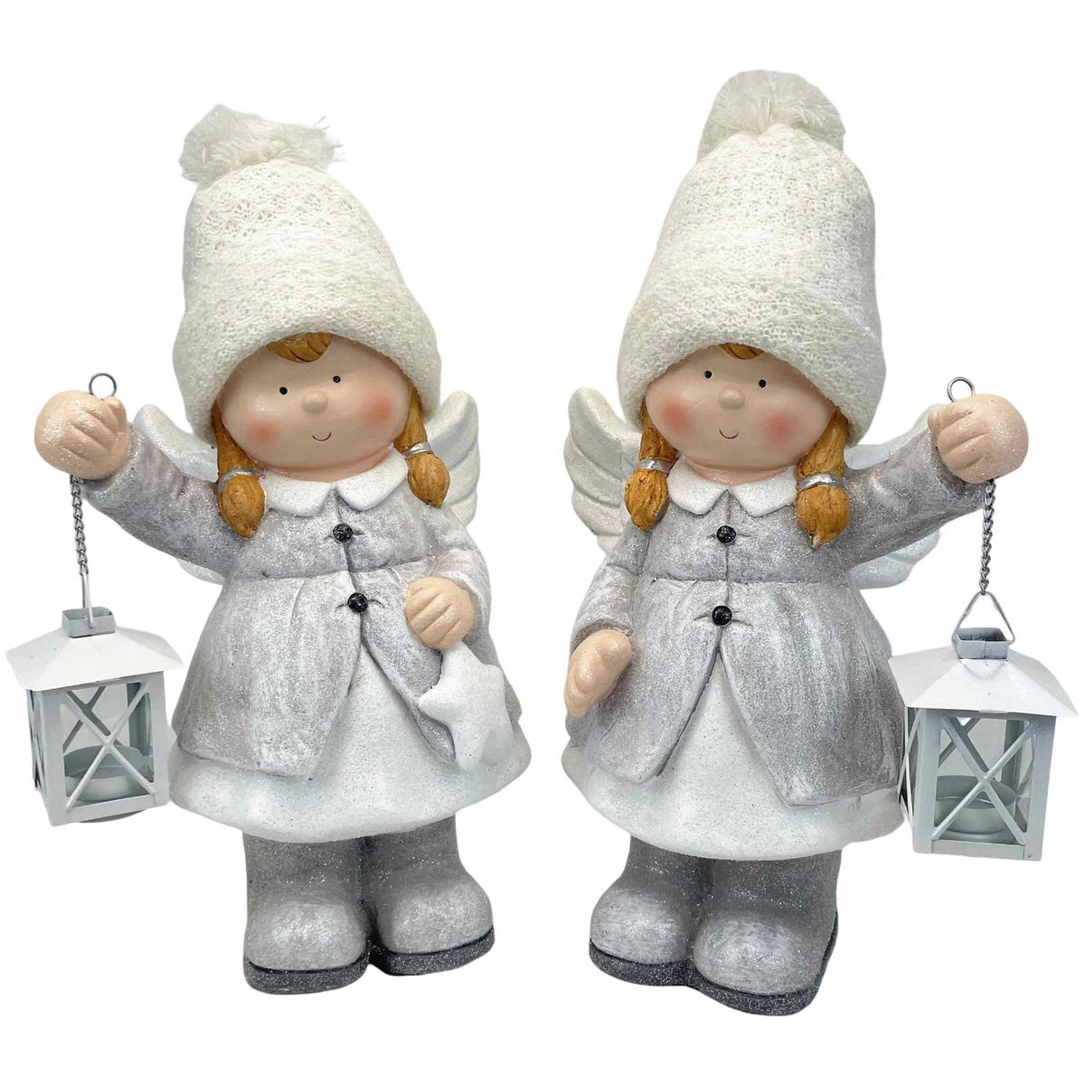 STATUETĂ COPIL - alb/gri, Trend, metal/textil (22,5cm) - X-Mas