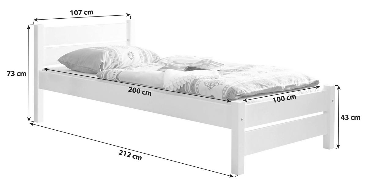 BETT 100/200 cm  in Weiß  - Weiß, KONVENTIONELL, Holz (100/200cm) - MID.YOU
