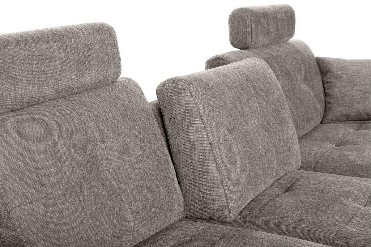ECKSOFA in Mikrofaser Taupe  - Taupe/Chromfarben, Modern, Kunststoff/Textil (276/193cm) - Hom`in