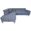 ECKSOFA in Webstoff Blau  - Blau/Silberfarben, Design, Textil/Metall (226/257cm) - Xora