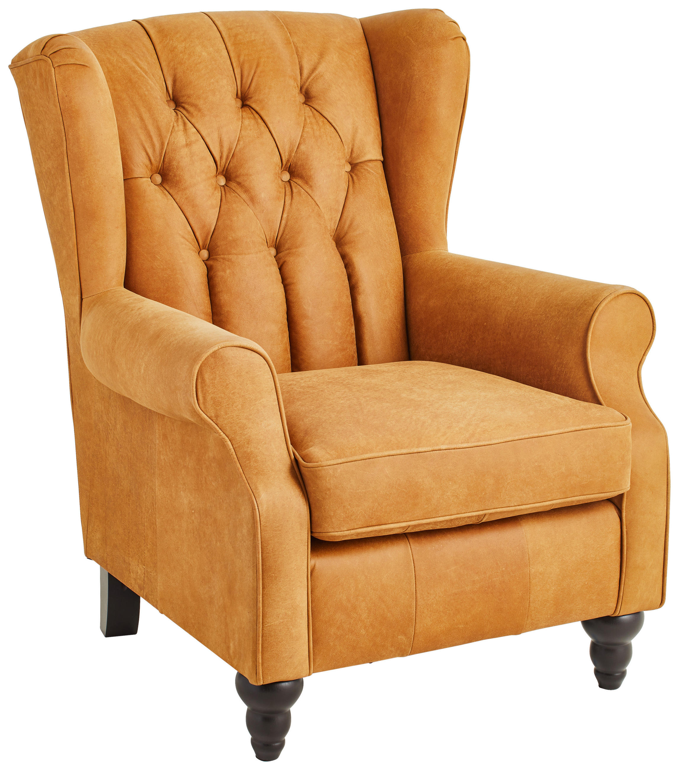 CHESTERFIELD-SESSEL Echtleder Hellbraun    - Hellbraun/Dunkelbraun, LIFESTYLE, Leder/Holz (83/102/89cm) - Landscape