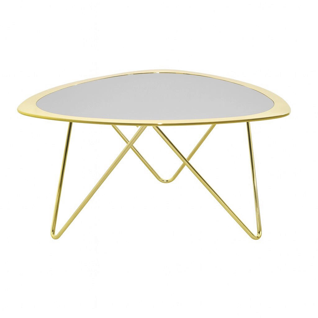 COUCHTISCH ESG 79/79/40 cm dreieckig Goldfarben  - Goldfarben, Design, Glas/Metall (79/79/40cm) - MID.YOU