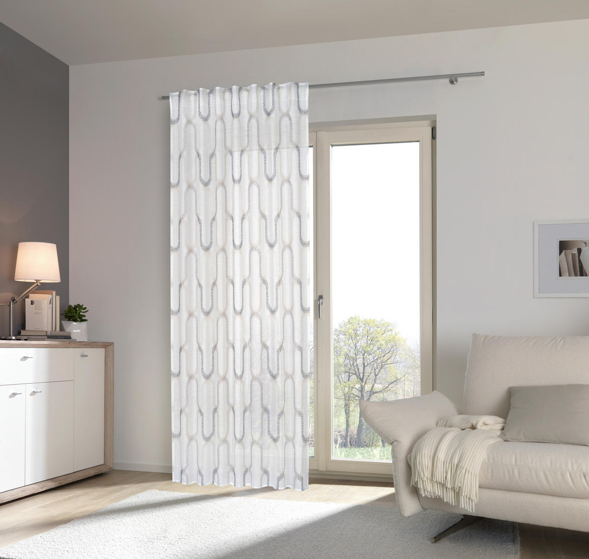 FERTIGVORHANG halbtransparent  - Schwarz/Grau, KONVENTIONELL, Textil (135/245cm) - Esposa