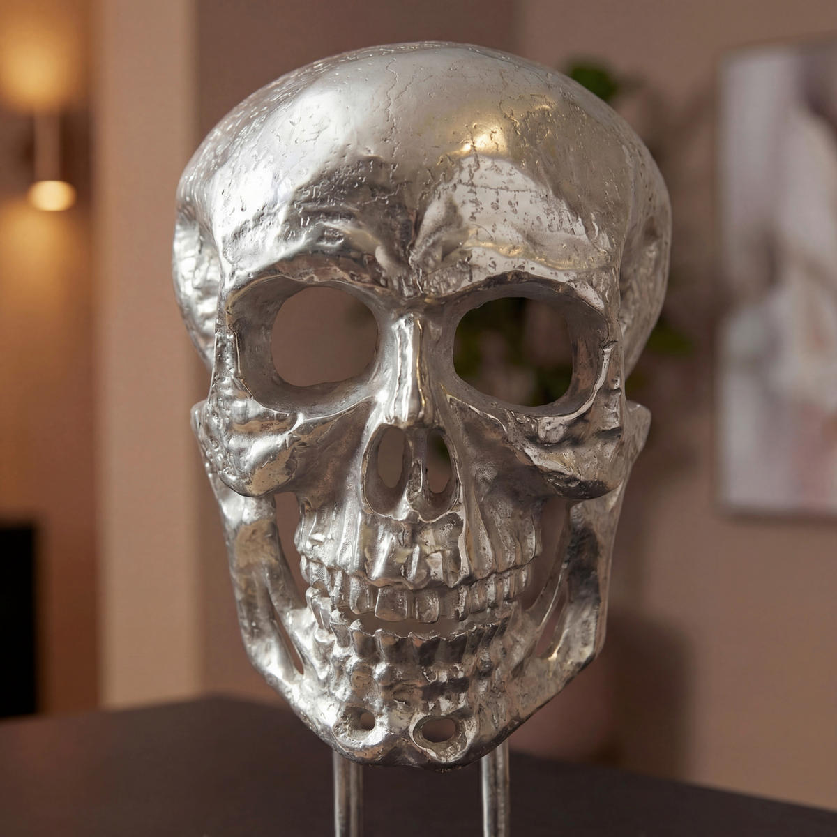 DEKOSCHÄDEL  - Silberfarben, Design, Metall (32,5/57/17cm) - Livetastic