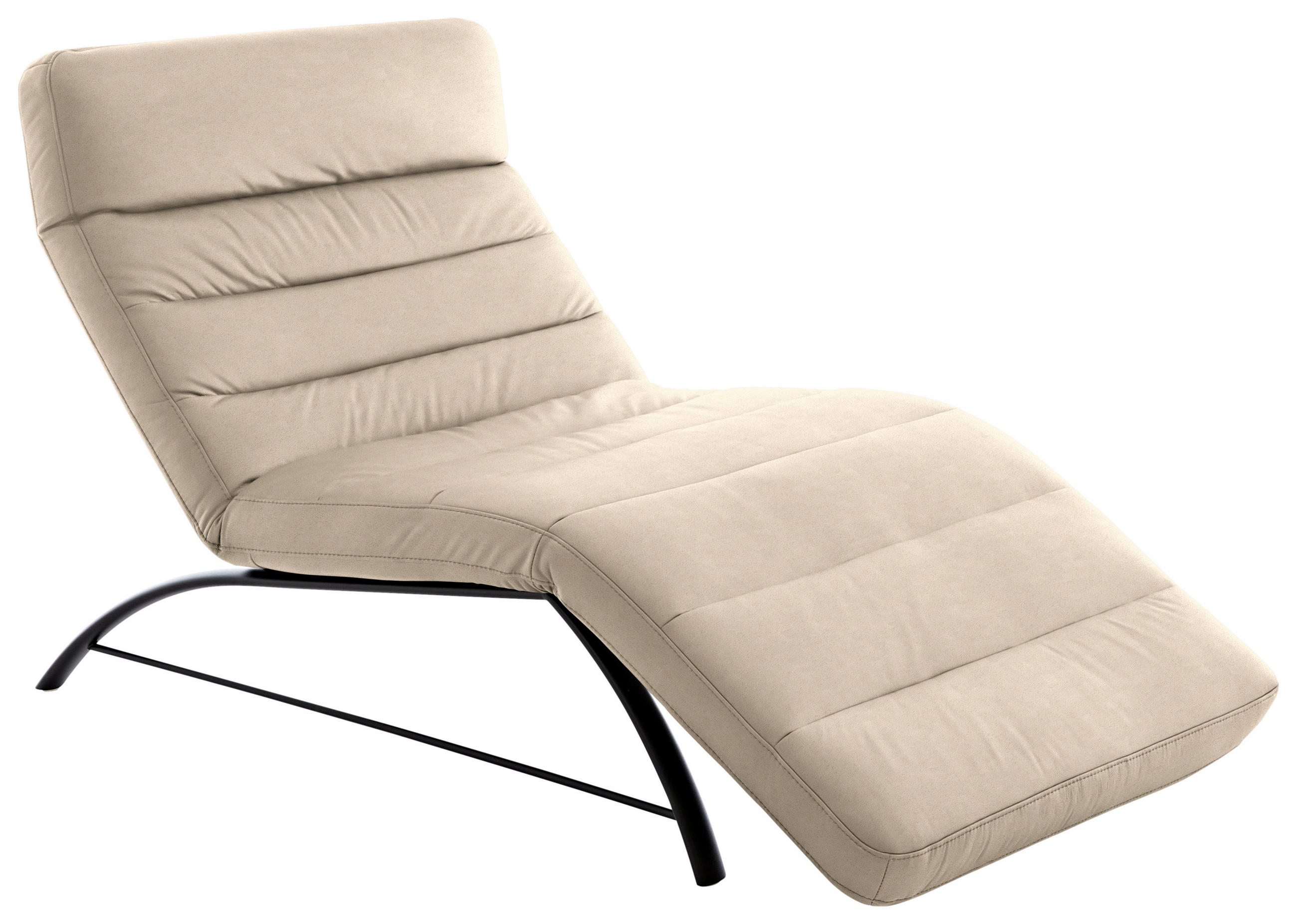 RELAXLIEGE in Mikrofaser Beige  - Beige/Schwarz, Design, Textil/Metall (95/91/170cm) - Chilliano