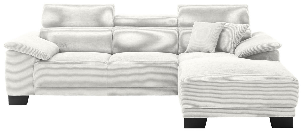 ECKSOFA in Cord Weiss  - Weiss/Schwarz, Design, Holz/Textil (270/174cm) - Pure Home Lifestyle