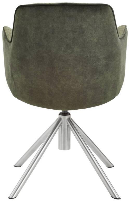 ARMLEHNSTUHL drehbar  in Edelstahl Flachgewebe  - Edelstahlfarben/Olivgrün, Design, Textil/Metall (60/88/64cm) - Novel