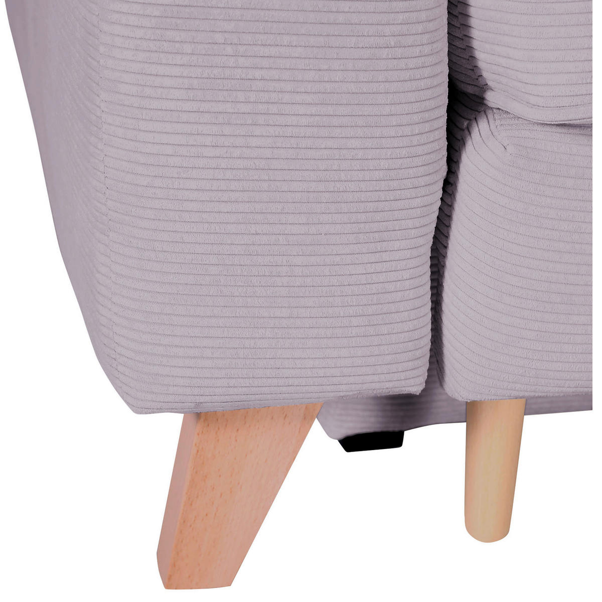 ECKSOFA in Cord Grau  - Buchefarben/Grau, Design, Holz/Textil (271/165cm) - MID.YOU