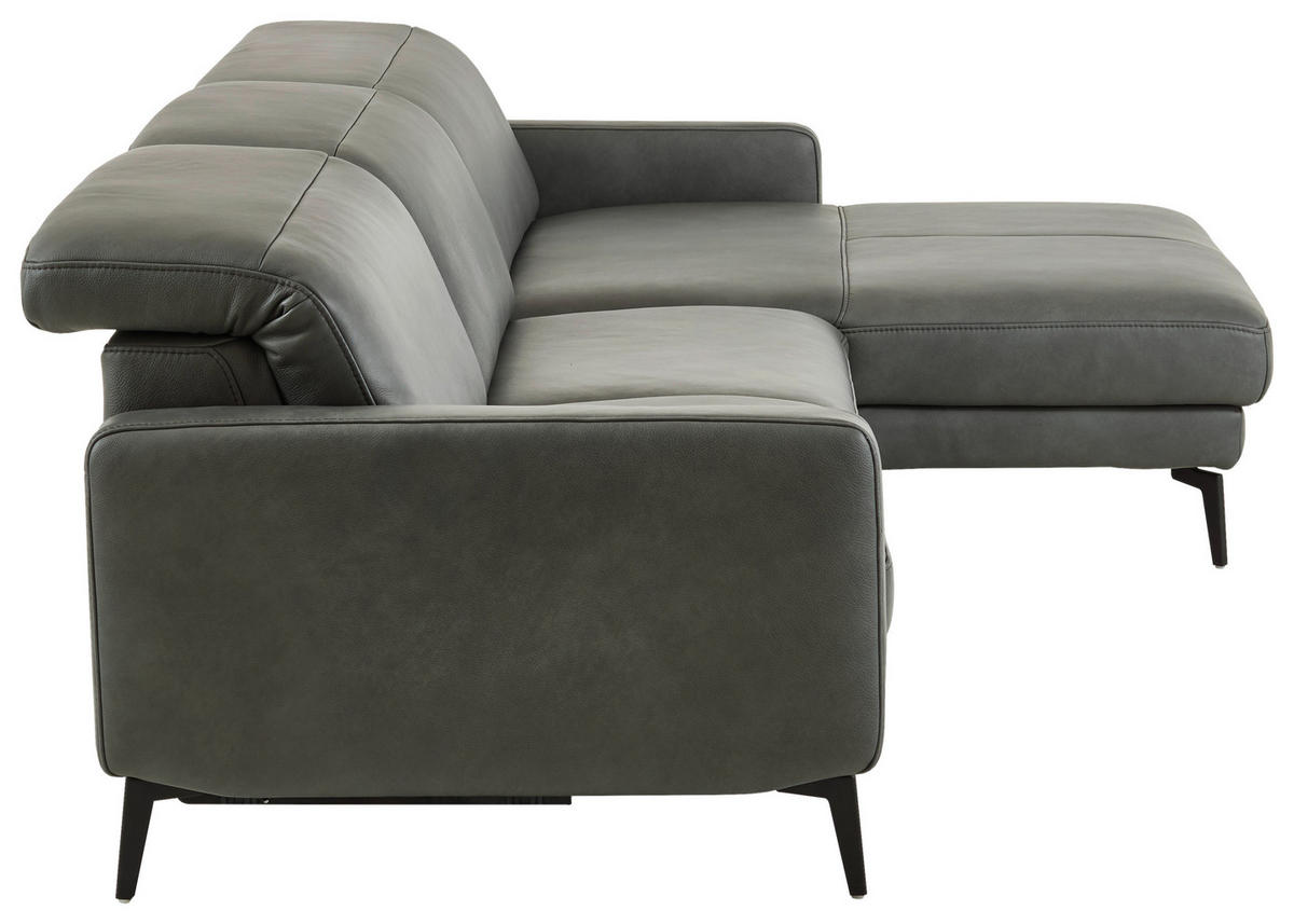 ECKSOFA  in Echtleder Anthrazit  323/179 cm  - Anthrazit/Schwarz, Design, Leder/Metall (323/179cm) - Dieter Knoll