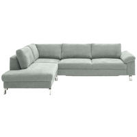 ECKSOFA in Velours Hellgrau  - Chromfarben/Hellgrau, Design, Textil/Metall (200/281cm) - Hom`in