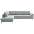 ECKSOFA in Velours Hellgrau  - Chromfarben/Hellgrau, Design, Textil/Metall (200/281cm) - Hom`in