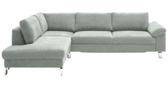 ECKSOFA in Velours Hellgrau  - Chromfarben/Hellgrau, Design, Textil/Metall (200/281cm) - Hom`in