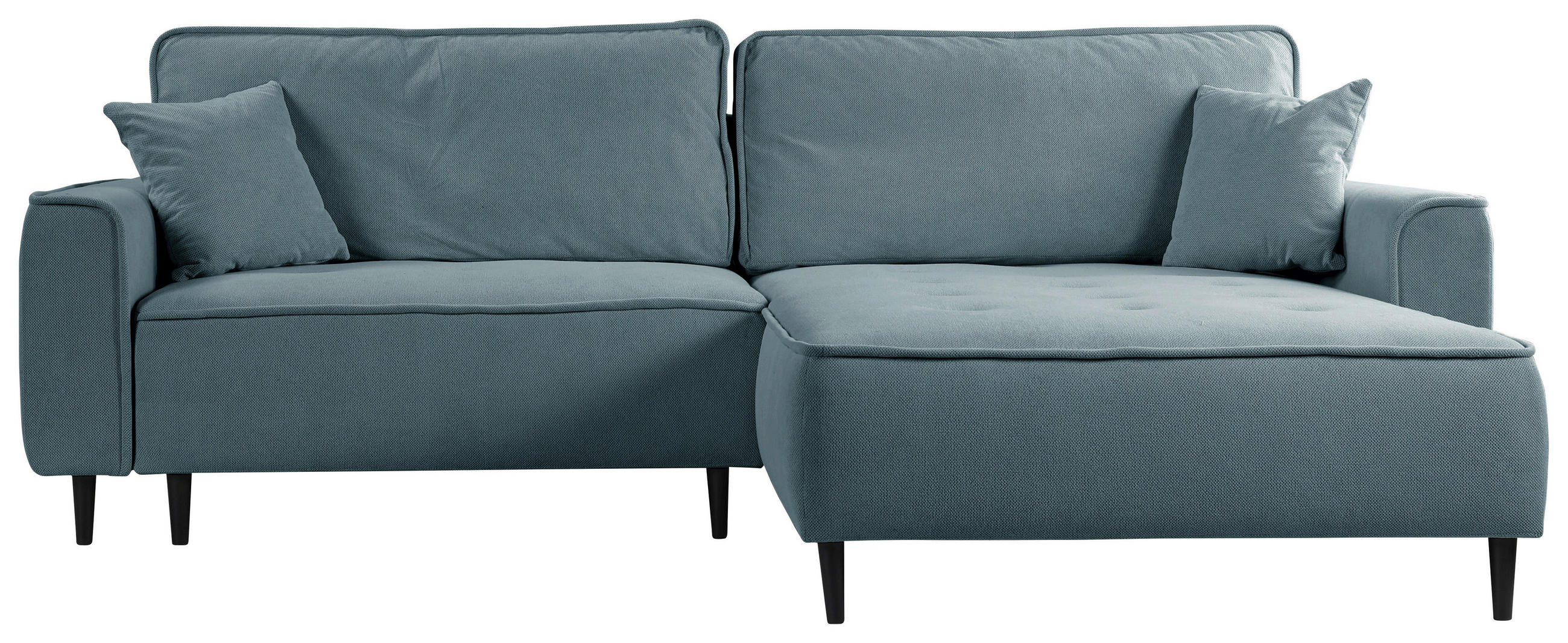ECKSOFA Blau Flachgewebe  - Blau/Schwarz, Design, Holz/Textil (263/183cm) - MID.YOU