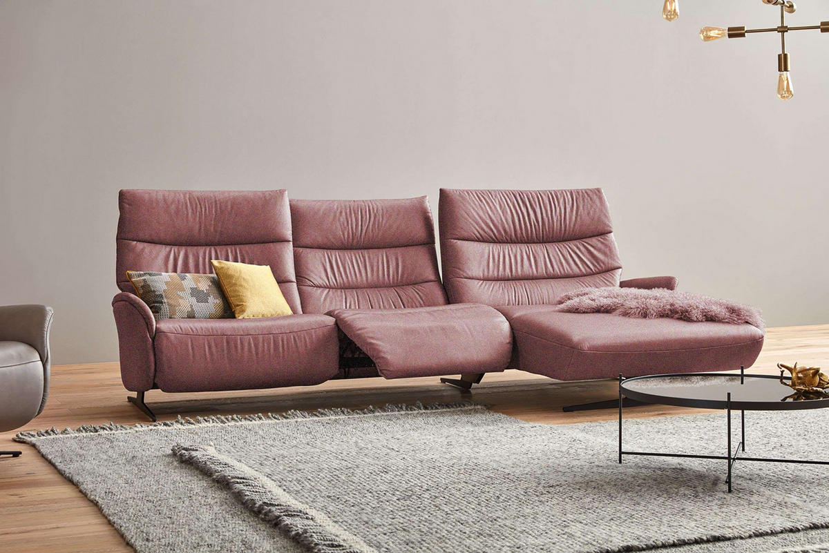 SEDEŽNA GARNITURA, struktura  - roza/barve nerjavečega jekla, Moderno, kovina/tekstil (297/166cm) - Himolla