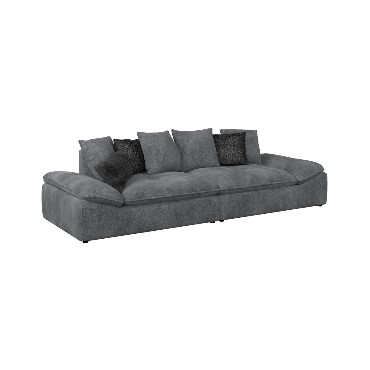 BIGSOFA Chenille Anthrazit  - Anthrazit/Schwarz, Trend, Textil (310/76-90/124cm) - MID.YOU