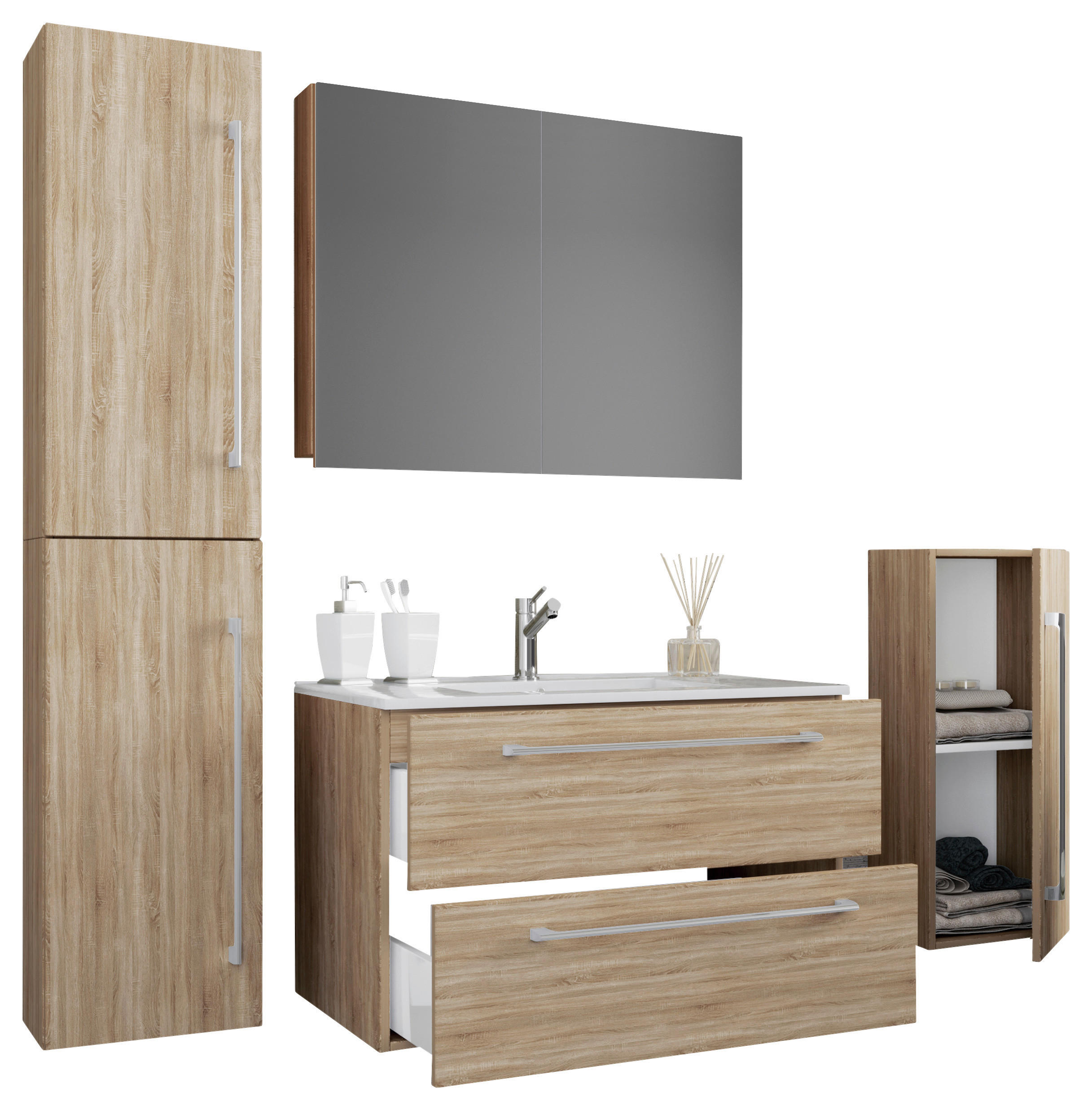 BADEZIMMER  in 147 cm  - Weiß/Grau, MODERN, Keramik/Holzwerkstoff (147cm) - MID.YOU