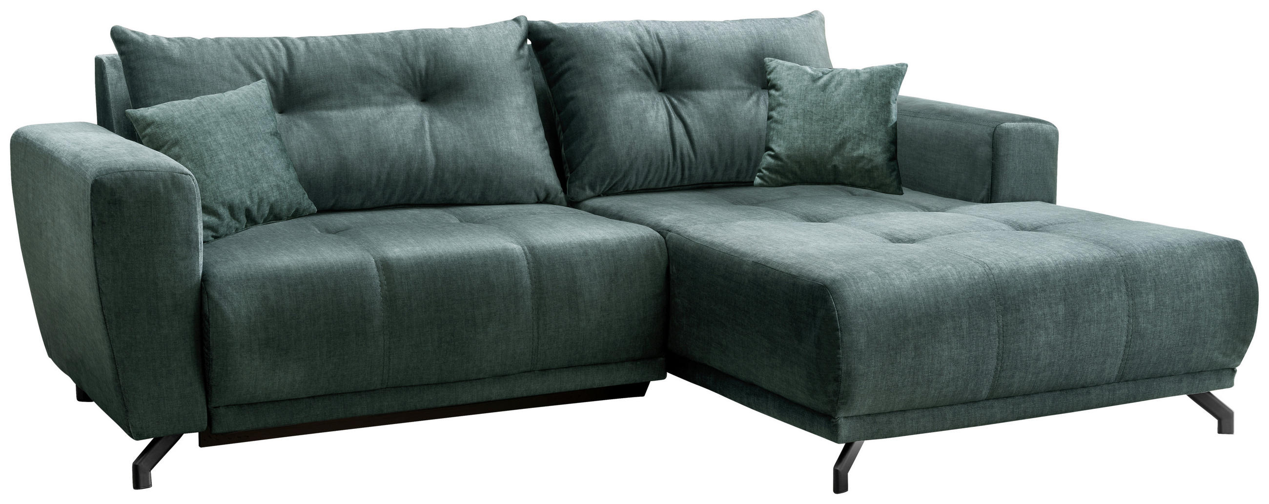 ECKSOFA in Velours Blau  - Blau/Schwarz, Modern, Textil/Metall (246/177cm) - MID.YOU