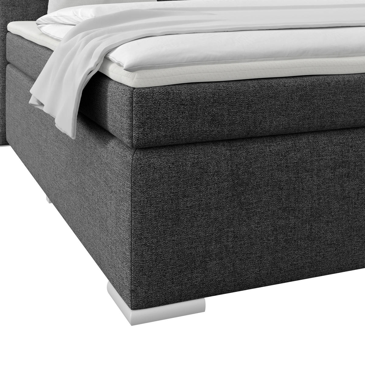 BOXSPRINGBETT 160/200 cm  in Graphitfarben  - Alufarben/Graphitfarben, Basics, Kunststoff/Textil (160/200cm) - Boxxx