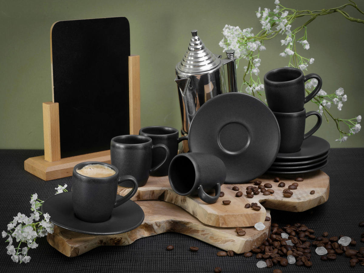 SET MED KOPPAR Soft Touch Black 12 delar  - Basics, keramik - Creatable