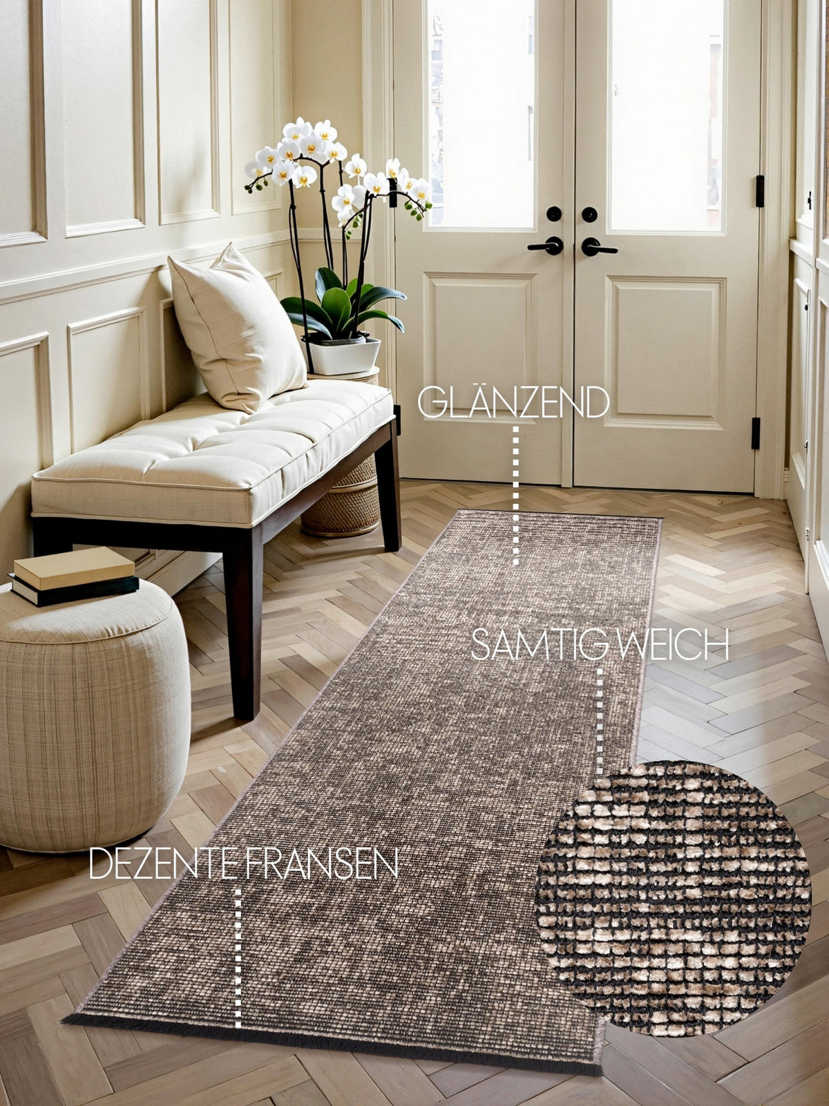 TEPPICH 80/250 cm Brilliance Beige  - Beige, Basics, Kunststoff/Textil (80/250cm) - Elle Decoration