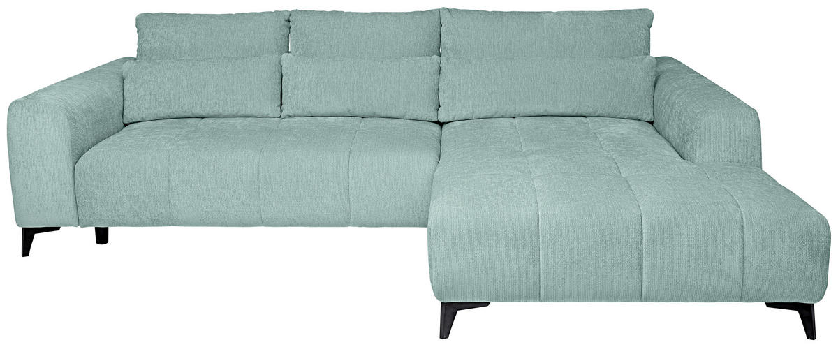 ECKSOFA Hellblau Chenille  - Schwarz/Hellblau, KONVENTIONELL, Kunststoff/Textil (279/222cm) - Hom`in