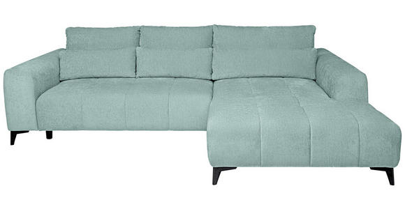 ECKSOFA  in Chenille Hellblau  279/222 cm  - Schwarz/Hellblau, KONVENTIONELL, Kunststoff/Textil (279/222cm) - Hom`in