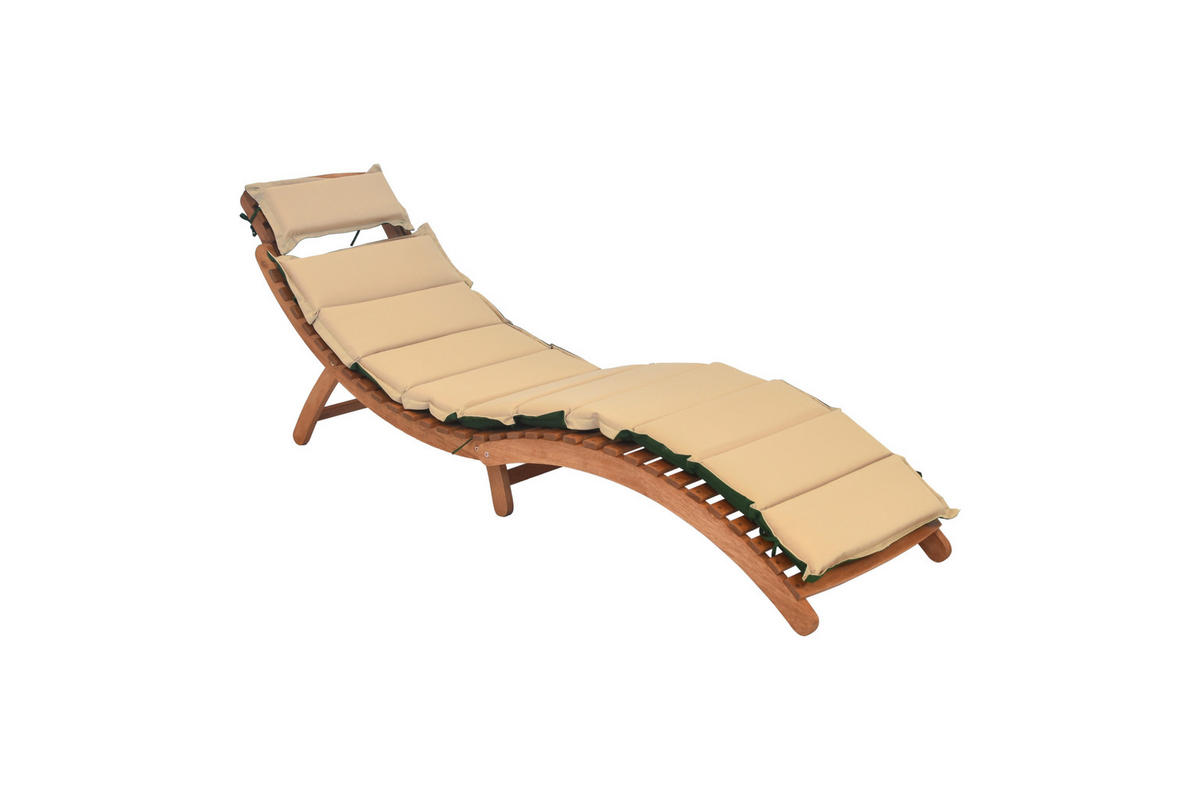 GARTENLIEGE  - Eukalyptusholzfarben/Beige, KONVENTIONELL, Holz/Textil - Gardenson